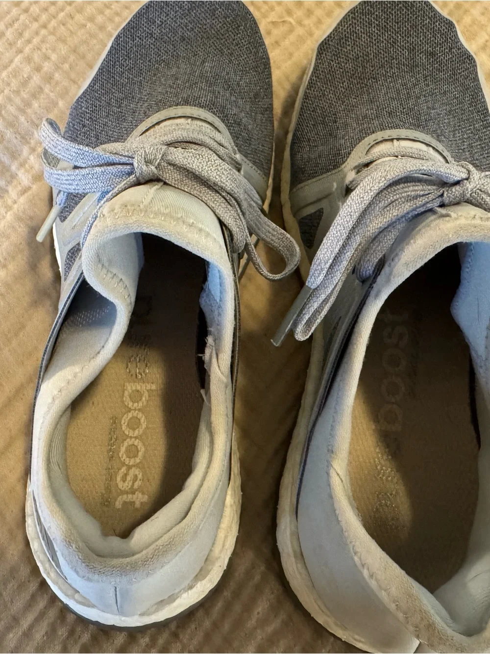 adidas Light Gray and Charcoal Knit Sneakers Size 8